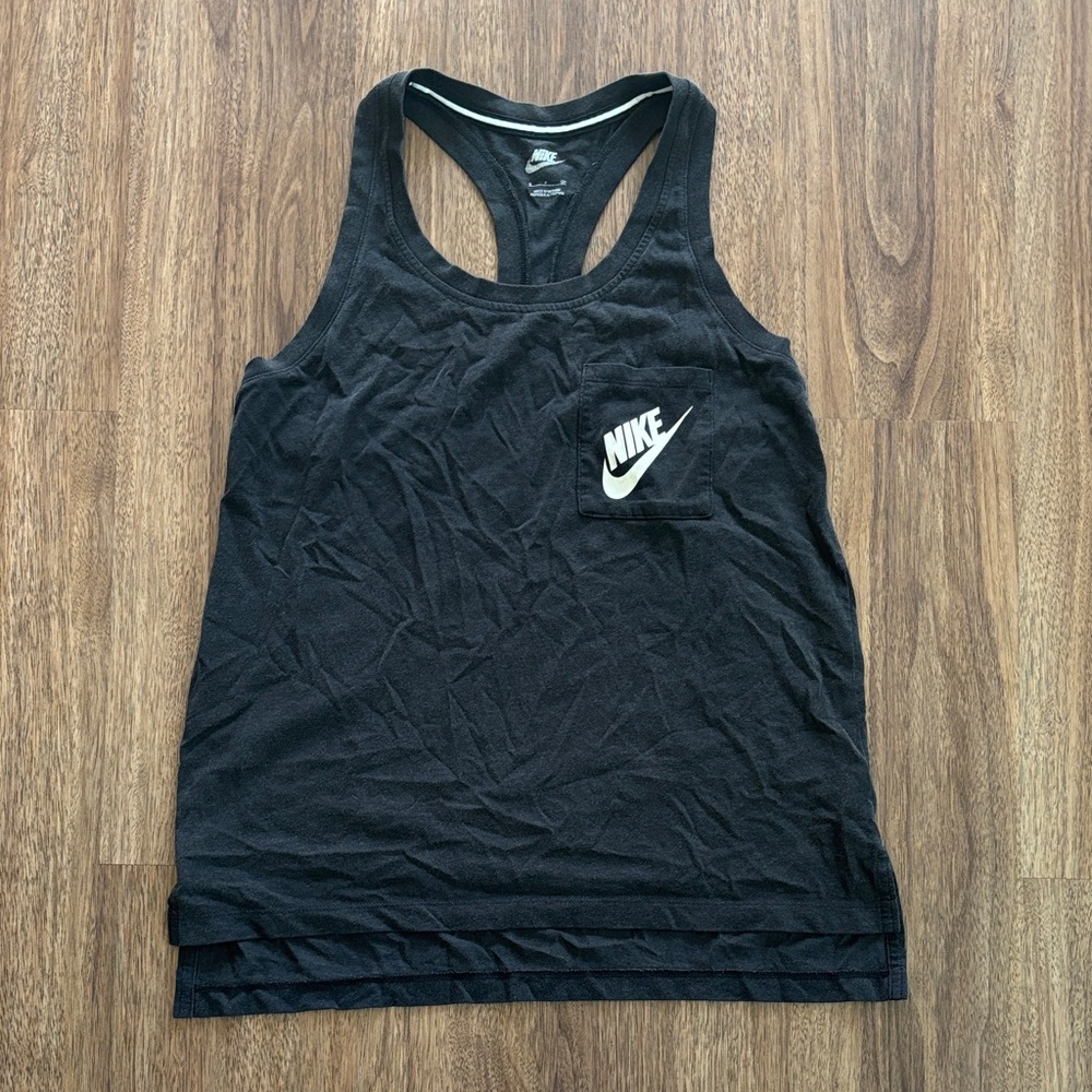 Nike Black Sleeveless Top Racerback with White Logo